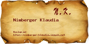 Nimberger Klaudia névjegykártya